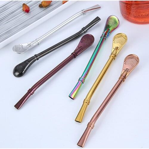 1pc Drinking Straw Stainless Steel Yerba Mate Straw Gourd Bombilla Spoons Reusable Metal Pro Tools Bar Accessories