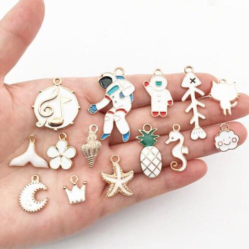 10pcs Enamel Charms for Earrings Bracelet Jewelry DIY Making Accessory Zinc Alloy Star Love Flower Animal Earring Charms Pendant