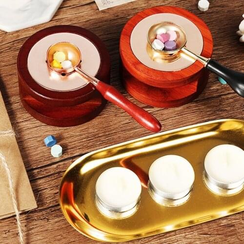 2020 Retro Sealing Wax Furnace Stove Pot Wooden Handle Sealing Wax Spoon Sealing Wax Beads Melting Wax Sealing Stamp Craft Gift