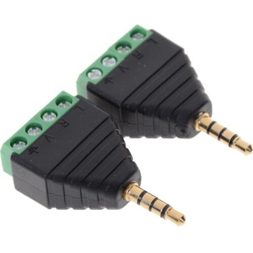 3.5mm 3ploe 1/8 Inch Stereo Male Plug to AV Screw Video Balun Terminal Jack 3.5 mm Male 3 pin Terminal Block Plug Connector