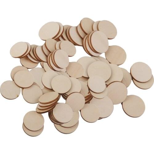 80x Blank Plain Round Shaped Cut Wood Slices Discs Art Crafts Pyrography DIY