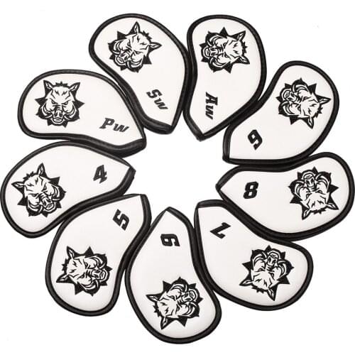 9 Pcs / Set White Black Premium Leather Golf Irons Club Head Covers for Mens 2020 MAVRIK Max , Mens Big Bertha B21 Irons