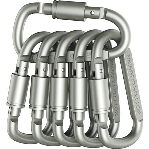 Carabiner Clip Aluminum D-Ring Keychain Locking Camping Screw Lock Hooks Spring Link for Outdoor Travel 8cm