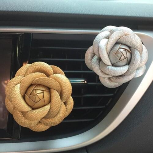 Perfume PU Camellia Decoration Car Air Outlet Clip Air Freshener Car Interior Car Aroma Diffuser Car Accessories Pink Car