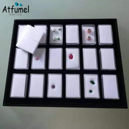 Large Rectangle Diamond Jewelry Storage Box With Tray 18Pcs Stone Gem Box Store Show Charm Beads Display Organizer Box Tray Case