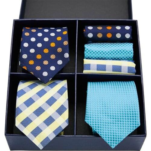 Brand Men Tie with Gift Box Luxury Paisley Silk Ties for Men 7.5cm Wide Neck Tie 3Colors Mens Ties set for Wedding Party