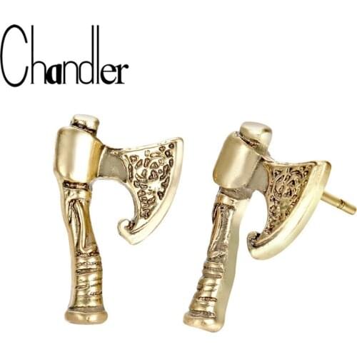 Chandler New Big Axe Earring Viking Axe Celti Axe Peruns Slavic Viking Jewelry Antique Bronze Plating Tool Copper Luxury