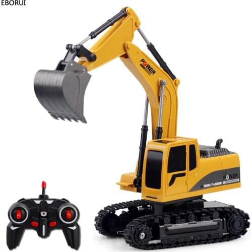 EBORUI XZC-258 2.4Ghz 6CH 1:24 RC Excavator Mini RC Truck Rechargeable Simulated Excavator Gift Toy for Kids