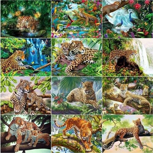 EverShine Diamond Mosaic Animals Rhinestones Art Diamond Painting Full Square Leopard Cross Stitch Sale Kits Home Decoration