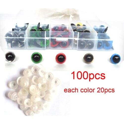 100PCS 8mm 10mm 12mm Mix Color Plastic Animal Safety Eyes For Toys Teddy Bear Stuffed For Dolls Craft Amigurumi Accessories Box
