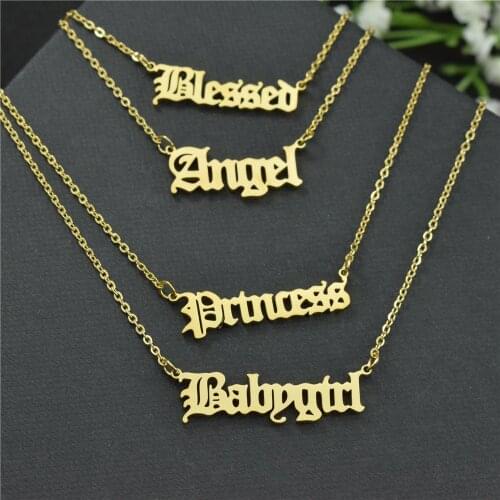 Gothic Angel Choker Charm Necklace For Girl Princess Blessed Pendant Necklaces Stainless Steel Gold Ketting Babygirl Collar