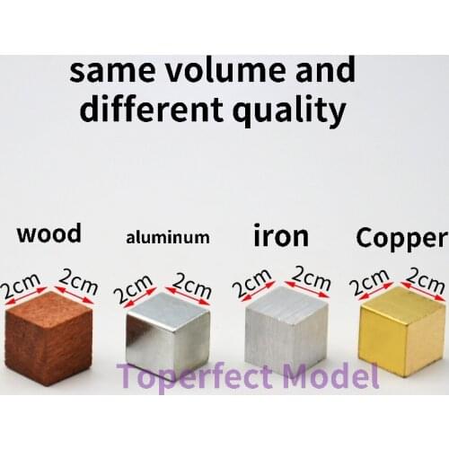 2cm Cube Group Copper Iron Aluminum Wood Physics Experiment Equipment Teaching Same Volume and Different Density Quality