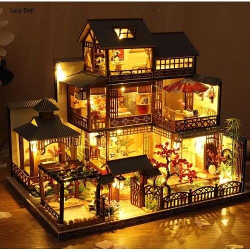 Diy DIY House Toys Japanese Architecture DIY House Hot Spring House Japanese Style Simulated Villa Toy Lover Gift With Lamp