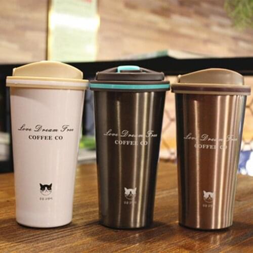 Coffee Cup Thermos Flask Double Wall Insulated Travel Mug Stainless Steel Vacuum Mug Cup Coffee Mug With Lid+handle Cups