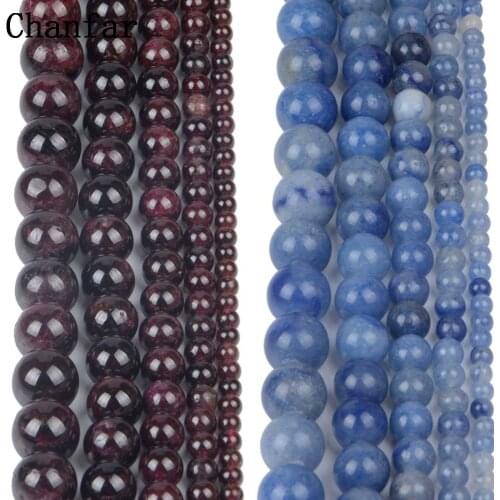 Red Garnet Stone Blue Aventurine Women Jewelry Fashion Making Loose Beads 4 6 8 10 12mm