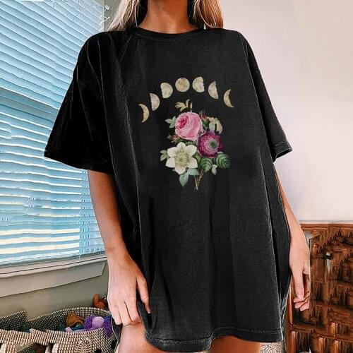 Summer Women T Shirts 2021 Casual Flowers Printed Pattern Casual Short Sleeve Tops Tee Soft Oversized T-shirt Camisetas De Mujer