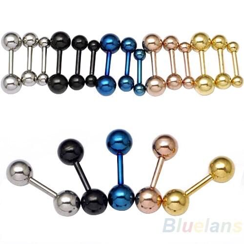Hot Retro Mens Stainless Steel Ball Barbell Ear Piercing Studs Earrings Black Golden Sale Fashion 3 4 5 mm BD1V