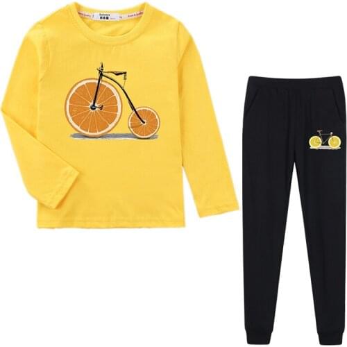 Lolocee Kids clothes 2pcs suit funny costumes boys spring autumn tees long pant set girl cotton clothing