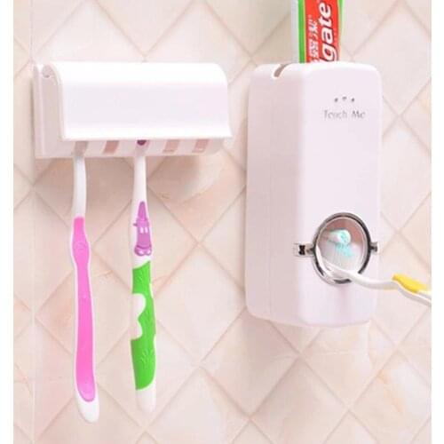 Bathroom Accessories Set Toothbrush Holder Automatic Toothpaste Dispenser Holder Toothbrush Wall Mount Rack Bathroom Tools Set