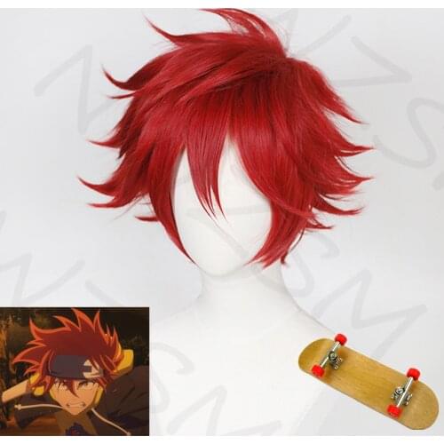 Anime SK8 the Infinity Reki Cosplay Wig Red Hair Men Short Curly Headwear Halloween Carnival Party Props