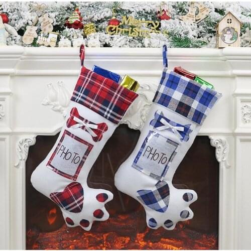 Christmas Stocking Gift Bag Christmas Tree Ornament Socks Xmas Stocking Candy Bag Home Party Decorative SN2027