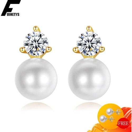 Bali Jelry Fashion Pearl Earrings with Zircon Gemstone 925 Silver Jewelry Accessories Drop Earring for Women Wedding Engagement
