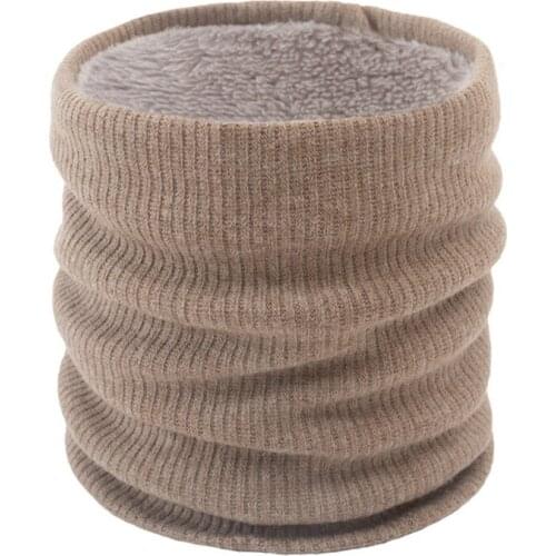 Plush Knitted Winter Scarf Ring Men Women Warm Thicken Khaki Mufflers Scarves Unisex Adult Outdoor Ring Neck Collar Scarf Mens