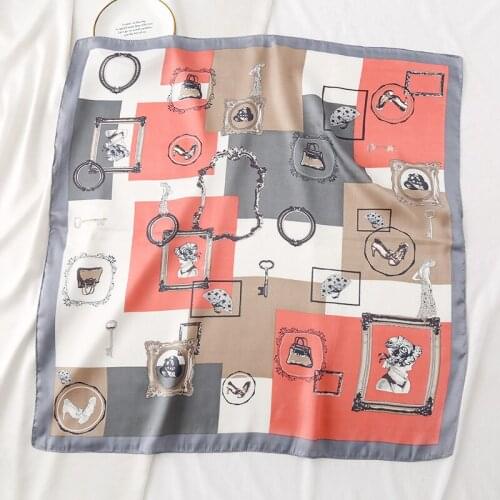 Silk Scarf Small Square Scarf Women 2021 New Woman Printing Scarf Professional Bib Simple Scarf Shawl 70cm