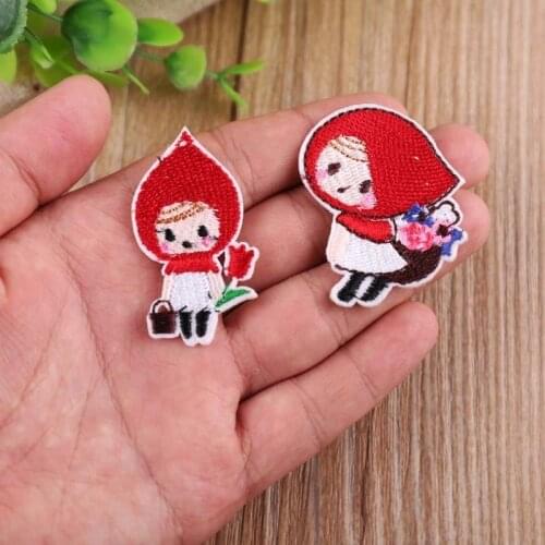 Cartoon Little Red Riding Hood Iron On Patches for Clothing Sticker Girl Decorative apparel for children Embroidery Accessories