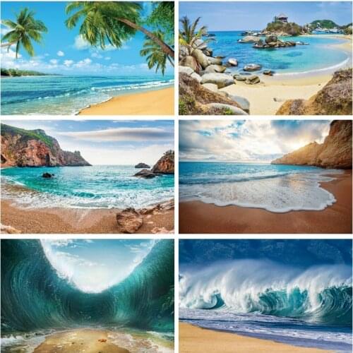 Yeele Photocall Seascape Beach White Waves Blue Sky Photography Backdrops Personalized Photographic Backgrounds For Photo Studio