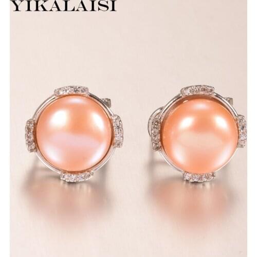 YIKALAISI 925 Sterling Silver Jewelry Pearl Earrings 2020 Fine Natural Pearl jewelry 11.5-12mm Earrings For Women wholesale
