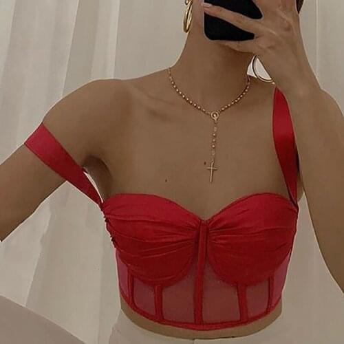 White Mesh Patchwork Elegant Womens Straps Y2K Summer Tank Top Sling Backless Low-cut Slim Mini Crop Top Streetwear Casual Tops