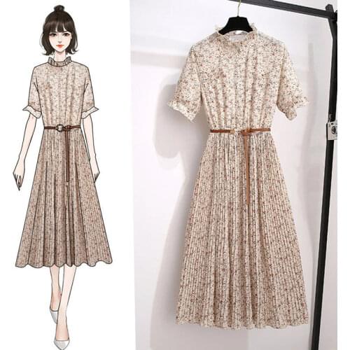 2021 Women Elegant Slim Party Dress Female Long Sleeve Round-Neck Chiffon Dresses Lady Fashion Floral Print Midi Vestidos H11