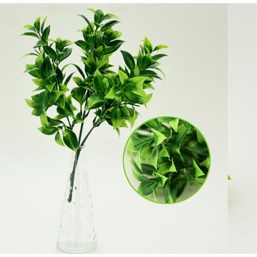 1 Bouquet Orange Leaf Simulation Plants Home Balcony Garden Landscape Decoration Accessories