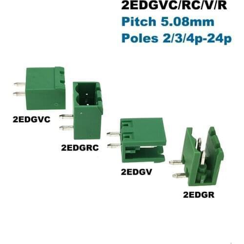 10Pcs Pitch 5.08mm Pluggable PCB Screw Terminal Block Connector 2/3/4/5/6/7/8/9/10P Female 2EDGVC/RC/V/R Plug-in Morsettiera