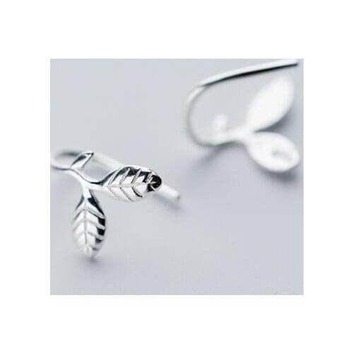 100% Real. 925 Sterling Silver Fine Jewelry Branch Olive Leaf ear stud Earrings gtle1866