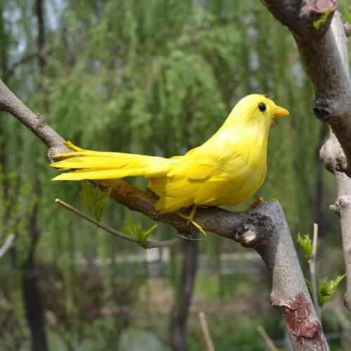 15cm yellow feathers bird ,plastic foam &feathers small bird Handmade art model toy,prop,decoration gift w5524