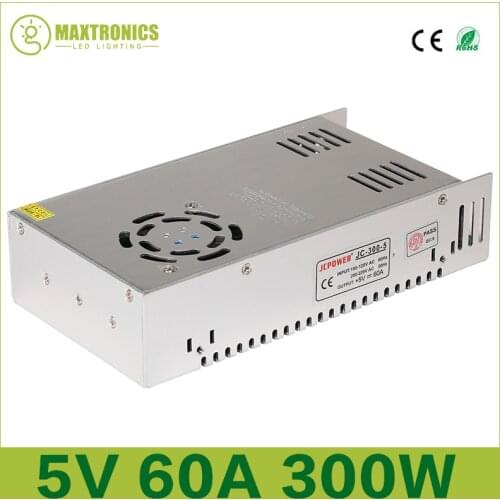 5V 60A 300W Switching Power Supply Driver for 5V WS2812B WS2801 LED Strip Light AC 110-240V Input to DC 5V Free shipping