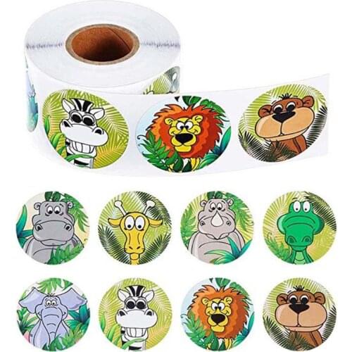 500pcs/roll Cute Animal Zoo Reward Stickers Labels Scrapbooking Kids Notebook E15B
