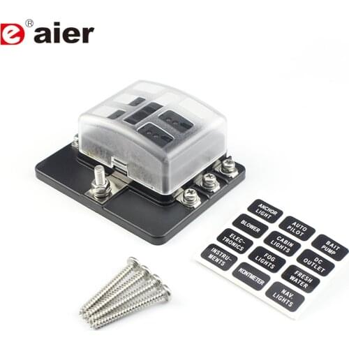 6 way Blade Fuse Box Holder for Car Boat Marine Trike 12V 24V Car Fuses With Cover For Vehicle Car Boat Marine Auto