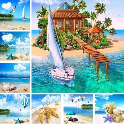 5D DIY Diamond Painting Beach Scenery Starfish Art Rhinestone Picture Full Diamond Embroidery Gift Mosaic Home Accessories Kit