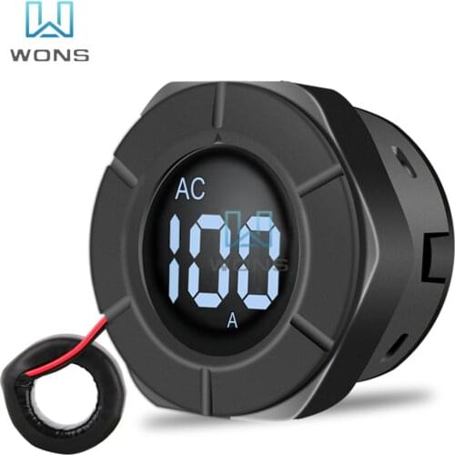 Ammeter PZEM 024A 100A Round LCD Digital Ammeter AC30V500V AC Current Meter with Coil CT for Car Automobiles Ampermeter