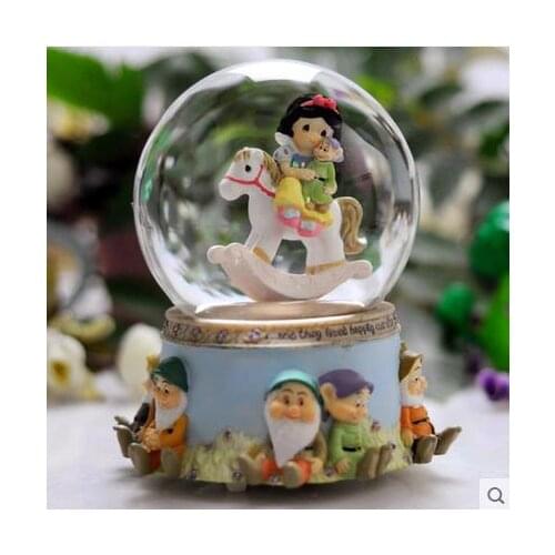 Snow White and the seven dwarfs rotating crystal ball music box
