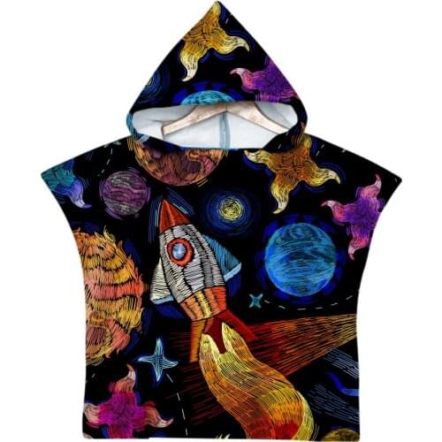 Free shipping Cool Dragon Snake Whale Cat Rocket Beacon Feather Baby Kids Hooded Towel Pool Beach Poncho Towel Cape Novelty Gift