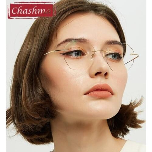 Chashma Rimless 2 g Frame Octagon Polygon Trend Eyeglasses Men Titanium Flexible Light Spectacles for Women