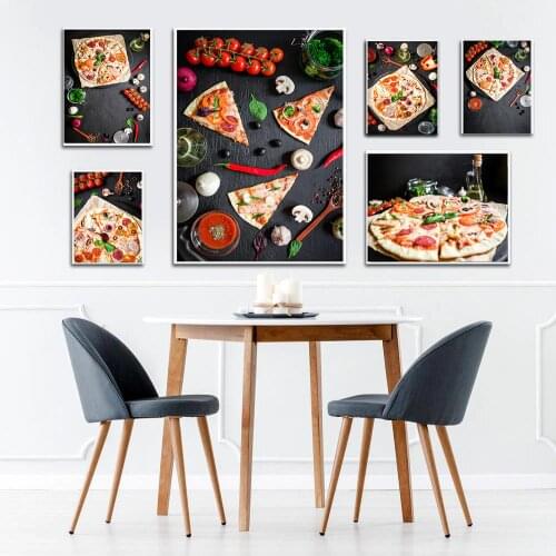 Kitchen Room Decoration Wall Painting Delicious Food Pizza Wall Art Canvas Pictures Seasoning Vegetables Posters and Prints