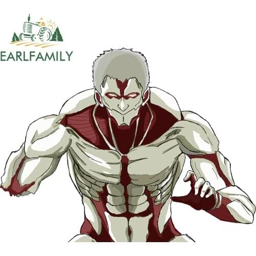 EARLFAMILY 13cm x 9.8cm Anime Car Stickers for Attack on Titan Armored Titan Decals Window Trunk Decor Car Assessoires