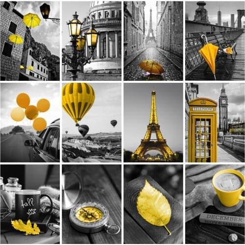 EverShine Diamond Painting Black And White Cross Stitch Diamond Mosaic City Rhinestones Art Coffee Mosaic Hobby Gift Home Decor