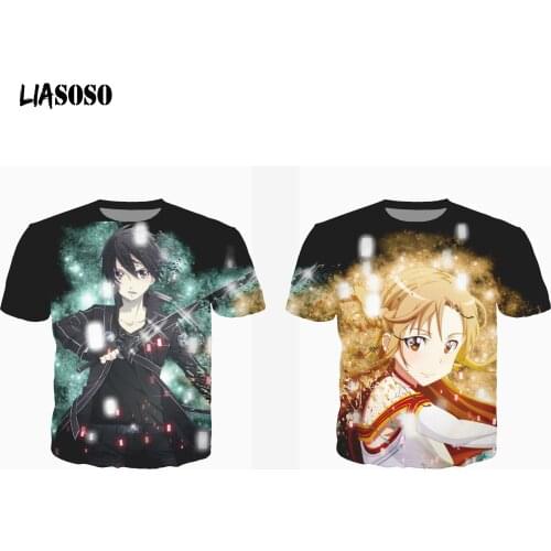 LIASOSO Harajuku Sword Art Online Couple T-shirt Men and Women T-shirt 3D Printing T-shirt Tops Cartoon Funny Casual Shirt New