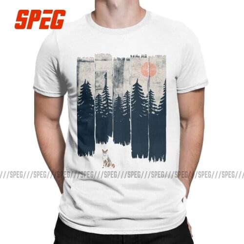 A Fox In The Wild T-Shirt Men Mountains Humor 100% Cotton Tee Shirt Round Collar Short Sleeve T Shirt Printing Clothes